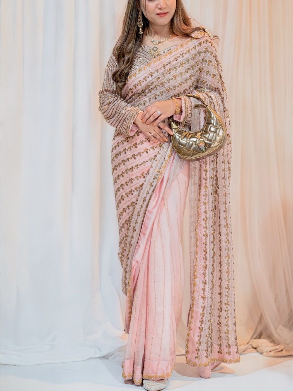 Soft pink Muslin Saree